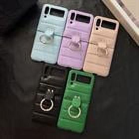 For Samsung Galaxy Z Flip 3 5G/Flip 4 Case Cover, Shockproof Luxury Leather Soft Flip Case Cover With Ring