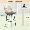 thumbnail image 3 of Costway Patio 360° Swivel Bar Stools Set of 2 with Backrests & Footrests Soft Seat Cushions, 3 of 9