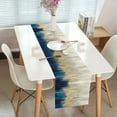 Gray Gold Navy Blue Table Runner, Modern Oil Painting Ombre Table ...