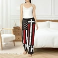 thumbnail image 4 of Salouo USA Flag Cross Print Women's Pajama Pants Casual Loose Sweatpants PJs Flowy Pants Drawstring Palazzo for Women Wide Leg Pants Lounge Pajama -Large, 4 of 8