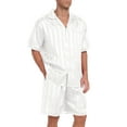 thumbnail image 2 of MINTREUS Men Satin Silk Pajamas Set with Pockets Sleepwear Shorts Satin Loungewear 2 Piece Button Down Set, 2 of 6