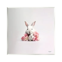 Stupell Industries Bunnies with Pink Peonies Animals & Insects Painting Unframed Art Print Wall Art, 12 x 12