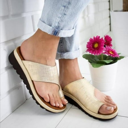 CHOII Clearance Trendy Flip Flops For Women Beach Shoes Summer Comfort Wedge Clip Toe Slip-on Slipper Casual Outdoor Non-Slip Open Toe Platform Sandals Thong Sandals Yellow/9