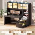 thumbnail image 3 of Modern Computer Desk with 2 Wood Drawers and Hutch, 23.6"W Executive Desk with Display Cabinet and LED Lights for Home Office, 3 of 7