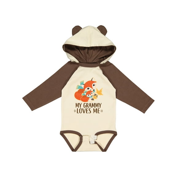 Inktastic My Grammy Loves Me Fox Boys or Girls Long Sleeve Baby Bodysuit