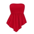 thumbnail image 7 of Mifsaly Strapless Tops for Women Smocked Bandeau Tube Top Flare Flowy Peplum Hem Sleeveless Summer Beach Cami Shirts Red,M, 7 of 7