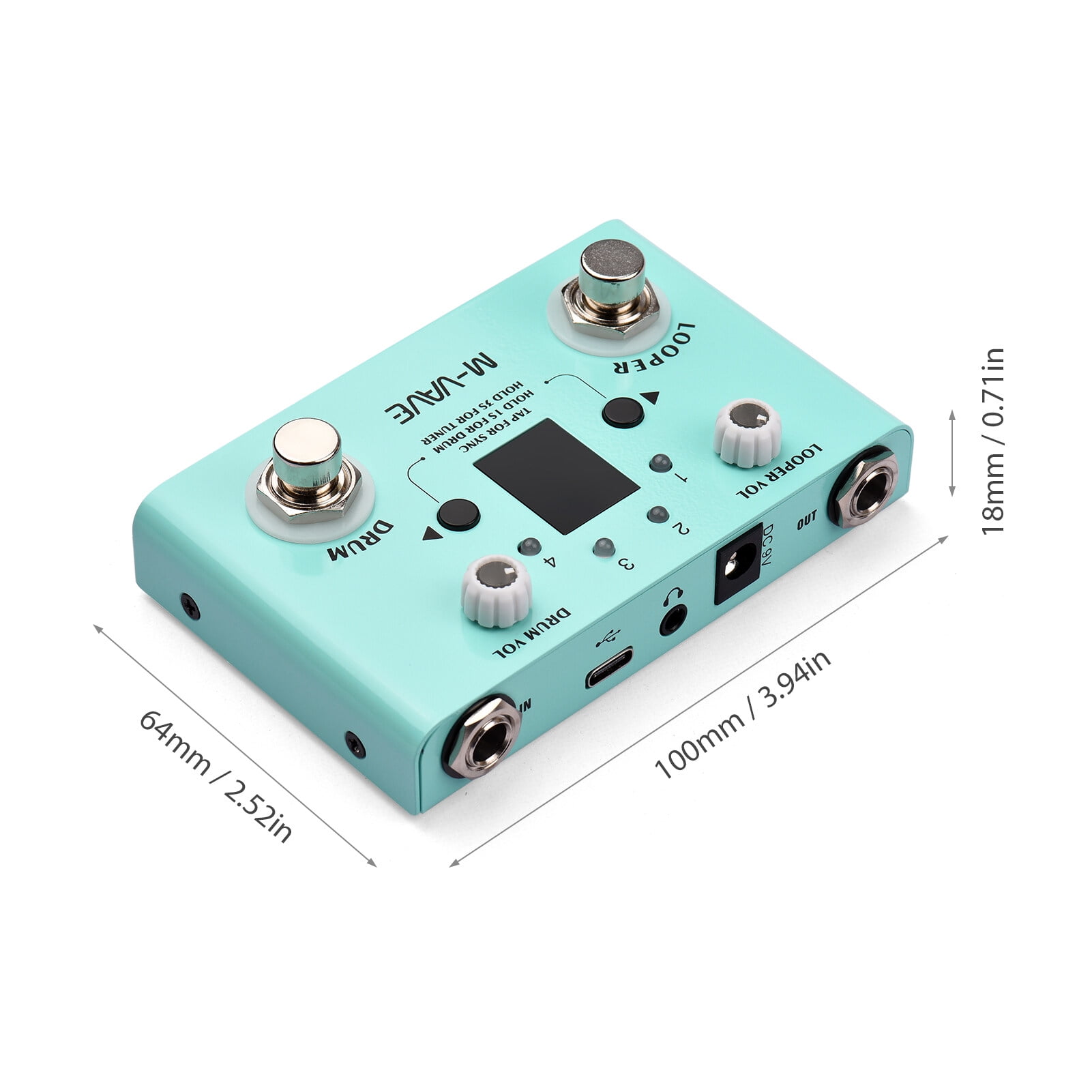 M-VAVE LOST TEMPO Effect Pedal Drum & Looper Effector Mini 2-in-1 Looper & Drum Machine Double Footswitch Looper Pedal Looper Guitar Pedal 30 Drums & 4 Loops High Precision Tuner