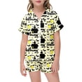 thumbnail image 5 of RUTAYY Girls Pajama Set Short Sleeve Top and Shorts Halloween Bat Moon Graphic Comfortable Nightwear Light Yellow, 5 of 5