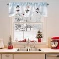 thumbnail image 2 of Christmas Winter Snowman Tie Up Valances Curtain, Shovel Snow Xmas Gradient Blue Adjustable Rod Pocket Short Window Treatment Tie Up Curtains Valances for Kitchen Living Room Bathroom 60x18 In, 2 of 9