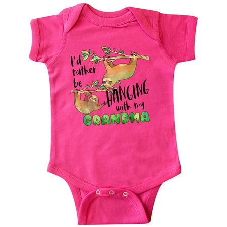 

Inktastic Id Rather Be Hanging with my Grandma- Cute Sloths Gift Baby Boy or Baby Girl Bodysuit