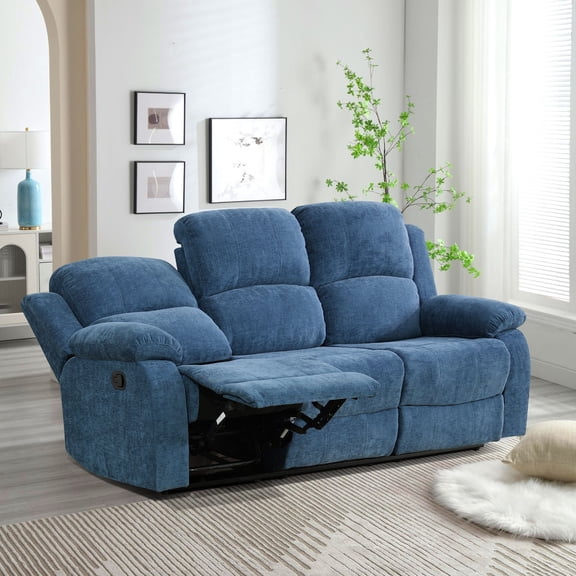 MAYEERTY 3-Seater Recliner Sofa, Wear-Resistant Fabric with Reversible Coffee Table for Family Living Room