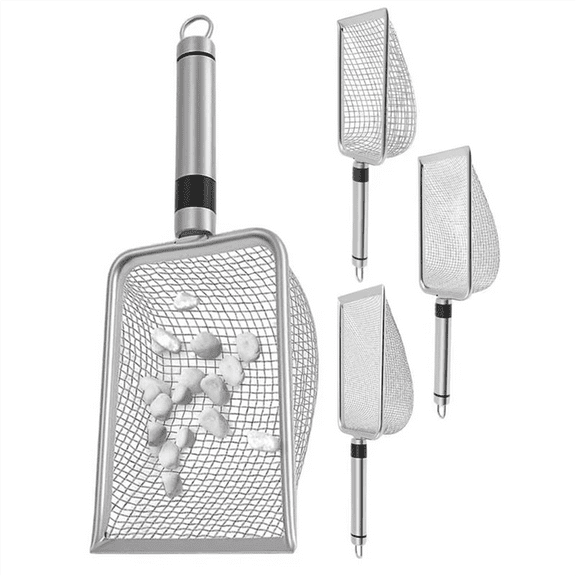 4PCS Soil Sifter for Gardening,Compost Sifter with Handle (3.8mm Mesh)-Portable Garden Sieve for Soil,Rocks,Dirt,4PCS * Soil Sifter for Gardening,Silver