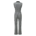 thumbnail image 4 of Casual Jumpsuits for Women Houndstooth Button Wear Sleeveless V-Neck Ladies Jumpsuit Rompers Overalls, 4 of 5