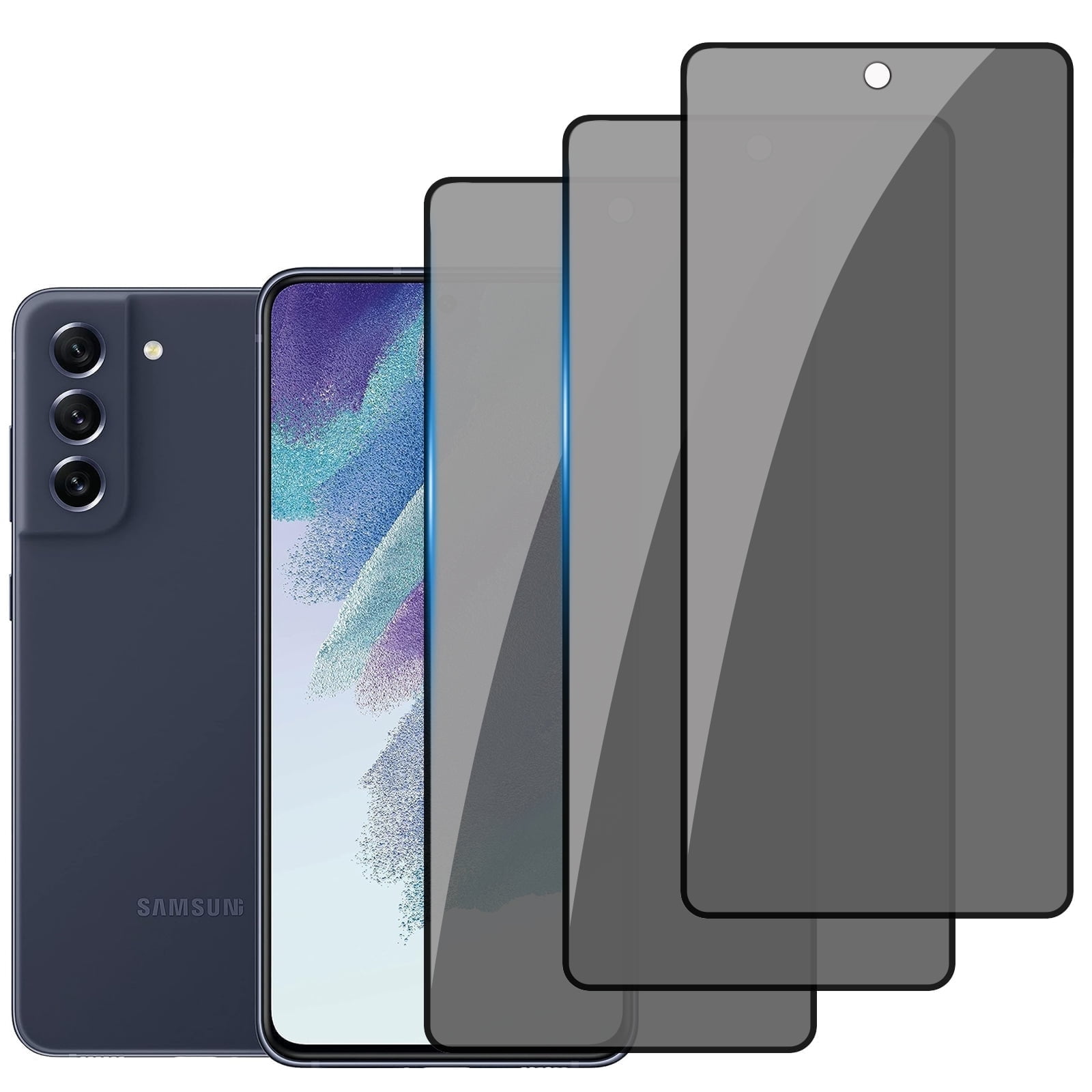 3-PACK Privacy Screen Protector Compatible with Samsung Galaxy S21 FE, Anti Spy Black Tempered Glass Protective Film for Samsung S21 FE [Easy Installation] [Bubble Free] [Case Friendly]