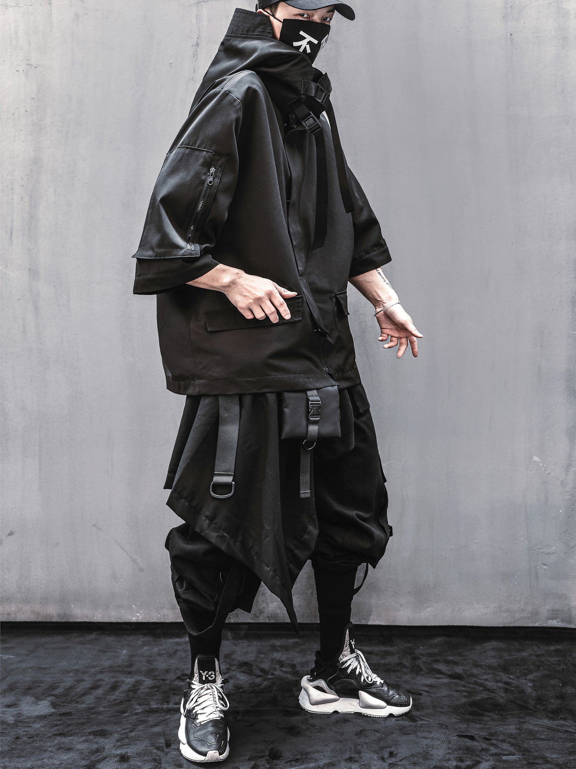 Niepce Inc Japanese Streetwear Zip Up Hooded Black Men's Niepce Inc Japanese Streetwear Zip Up Hooded Black Men's