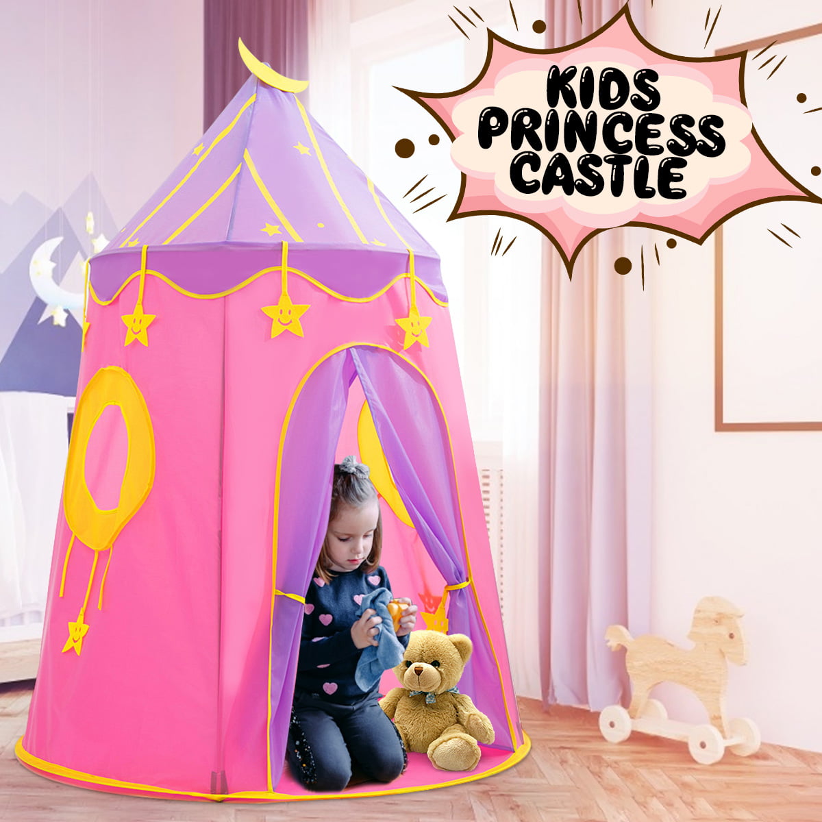Children Kids Toddler Play Tent Toys Game Castle Playhut Playhouse In/Outdoor 