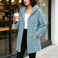 thumbnail image 6 of Trikvn Women's Long Fleece Coat Fuzzy Sherpa Jacket Winter Warm Zip Up Hooded Outerwear with Pockets Cable Knit Cardigan Casual Fall Relaxed Fluffy Overcoat, 6 of 9