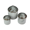 thumbnail image 2 of Vintage White Farmhouse Style Galvanized Decorative Tin Silo Canister Set of 3, 2 of 5