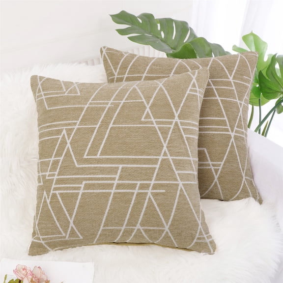 LYCAQL Pillow Covers 18x18 Set of 2 Boho Design Abstract Modern Art Line Minimalist Style Geometric Decorative Throw Pillows Bohemian Pillowcase Cotton Square Cushion Cover for Couch Sofa Bed