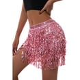 thumbnail image 2 of KOMOO Women Boho Sequin Tassel Skirt Fringe Belly Skirt Rave Party Dance Miniskirt, 2 of 4