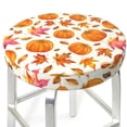 thumbnail image 3 of Picia Orange Autumn Leaves Pattern Round Stool Covers Comfy Seat Covers Stretch Removable Washable Chair Slipcover Round Bar Chair Cushion Cover-14 inch, 3 of 7