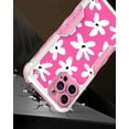 thumbnail image 4 of Case and Pouch Bundle for iPhone 14: Heavy Duty Armor Rugged Case (White Flowers on Pink) and Vertical Nylon Fabric Belt Holster (Grey), 4 of 9