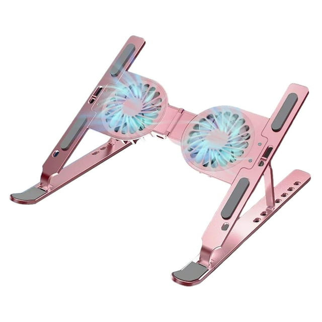 Soporte para ordenador portátil con luces RGB, almohadilla de silicona antideslizante, plegable para viajes, hogar y dormitorio Rosa