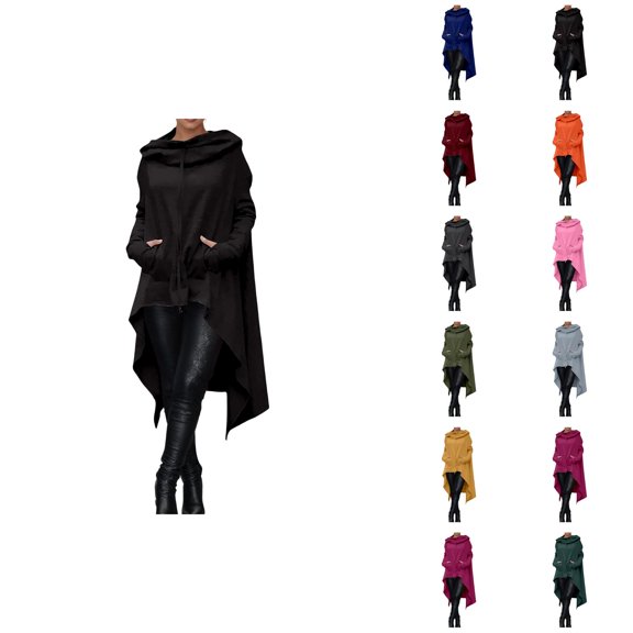 Oversized Hoodie for Women with Pockets Long Sleeve Irregular Hem Solid Color Casual Sweatshirt Hoodie Pullover Tops