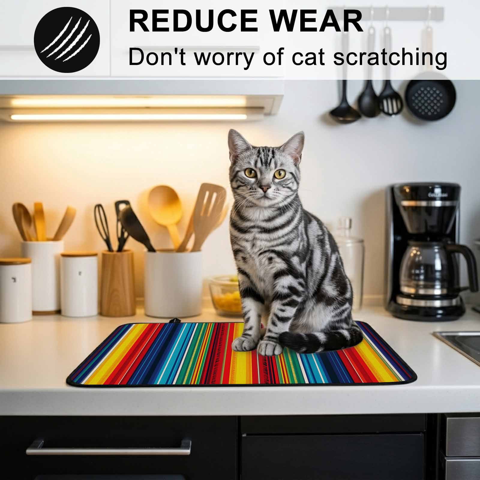 Abstract Vertical Striped Stove Top Cover for Electric Stove, Heat-proof & Non Slip Glass Top Stove Cover Protector, Colorful Rainbow Stripes Retro Kitchen Flat Cooktop Rubber Mat 24x21 Inches
