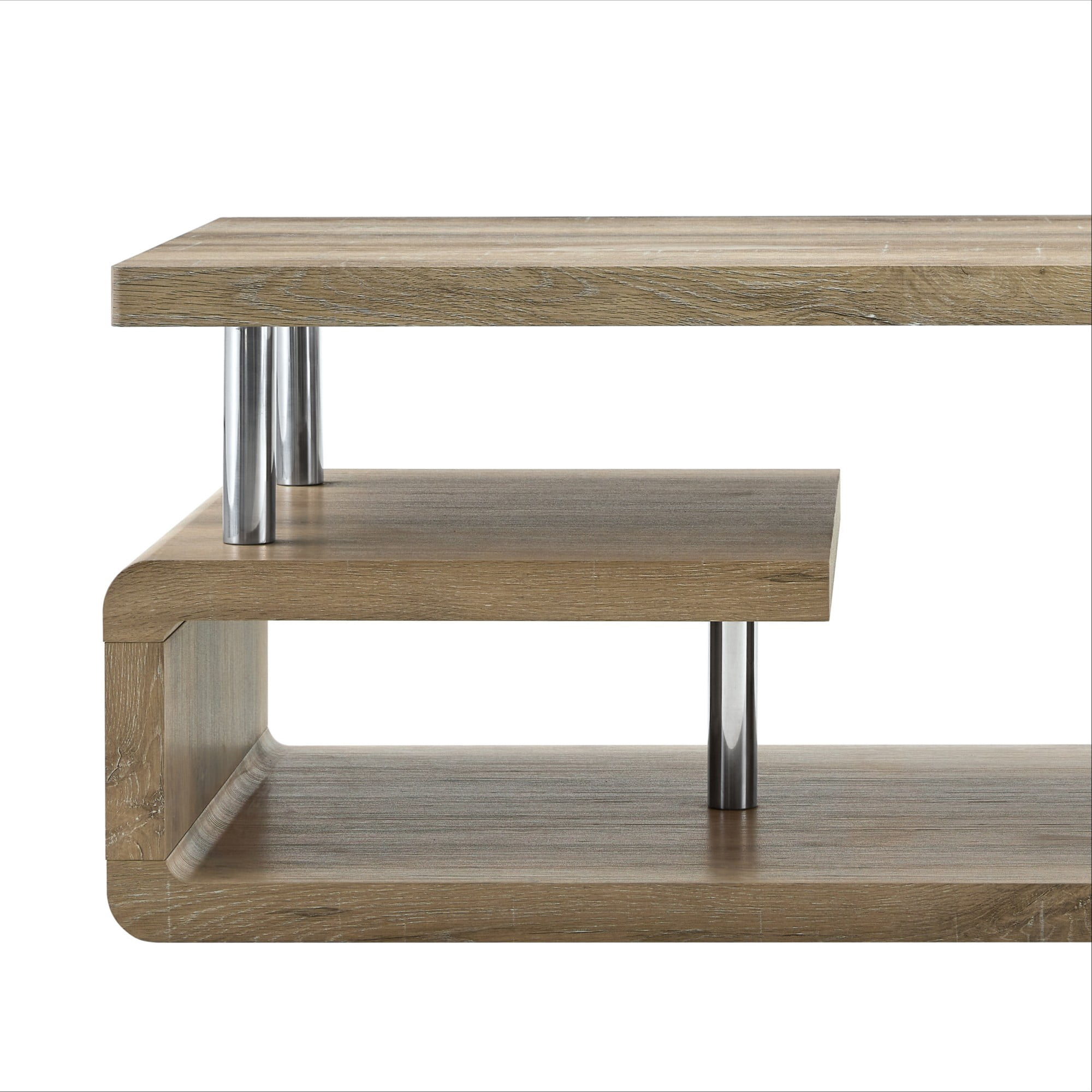 Alvantor 3-Tier MDF Coffee Table with Modern Storage for Living Room or Office