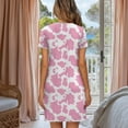 thumbnail image 2 of FKELYI Pink Cow Print Summer Nightgowns Women's Sleepwear Dress Button Down Pajama Dress Soft Comfy Crew Neck Sleep Dress Skin-Friendly House Dress for Lounging, 2XL, 2 of 6