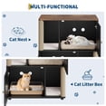 thumbnail image 4 of Double Layer Enclosed Cat Litter Box Cabinet with Scratching Posts, Mat, and Door - Wooden Furniture for Most Litter Boxes, 4 of 7
