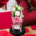 thumbnail image 3 of AQITTI Home Decoration Two Rose Soap Bouquet Glass Cover Led Light Model Imitation Valentine'S Day Gift Decoration Ornament Suitable for Home, Office, Wedding, Party Decoration, 3 of 8