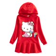 thumbnail image 2 of Hello Kitty nuevo otoño niños algodón Casual Sudadera con capucha vestido lindo estampado de dibujos animados Simple hoja de loto dulce vestido de niña, 2 of 5