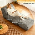 thumbnail image 2 of Miniyam Ergonomic Corduroy Sofa Bed with 3-Zone Support, Modular Lounge Chair for Reading, Sleeping, Removable Cover, Light Gray, 2 of 7