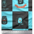 thumbnail image 1 of Soimoi Blue Rayon Crepe Fabric Jar & My Heart Belong To You Text Print Sewing Fabric Yard 46 Inch Wide, 1 of 3