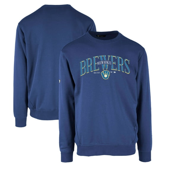 Men's Levelwear Royal Milwaukee Brewers Zane Cooperstown Collection Retro Spellout Pullover Sweatshirt
