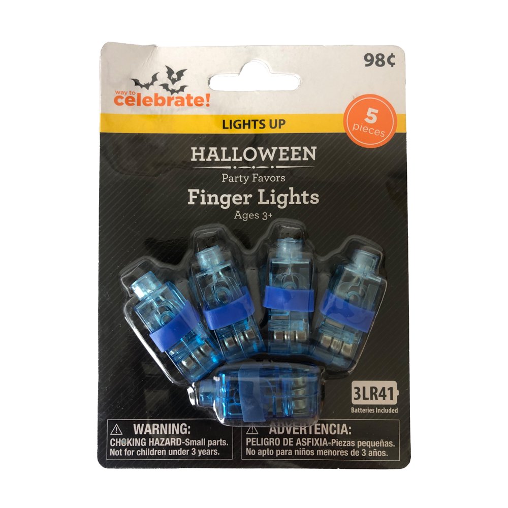 Way to Celebrate Halloween Blue Finger Lights, 5 Count,LED light