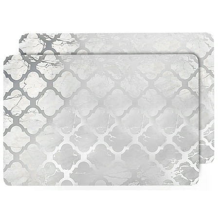 

Dainty Home Marble Trellis Cork Foil Printed Trellis Designed 12 x 18 Rectangular Placemat Set of 2 In Silver