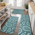 thumbnail image 2 of Teal Paisley Pattern Kitchen Rugs Sets Of 3,Kitchen Runner Rugs Non Skid Washable,Decorative Kitchen Floor Mats for Kitchen,Sink,Laundry,17"x30"+ 17"x47" + 17"x59", 2 of 6