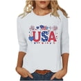 thumbnail image 2 of Zivyakyron Everyday T-Shirts Womens Patriotic Summer Independence Day Tops for Lady Casual 3/4 Sleeve Loose Clothes, 2 of 5