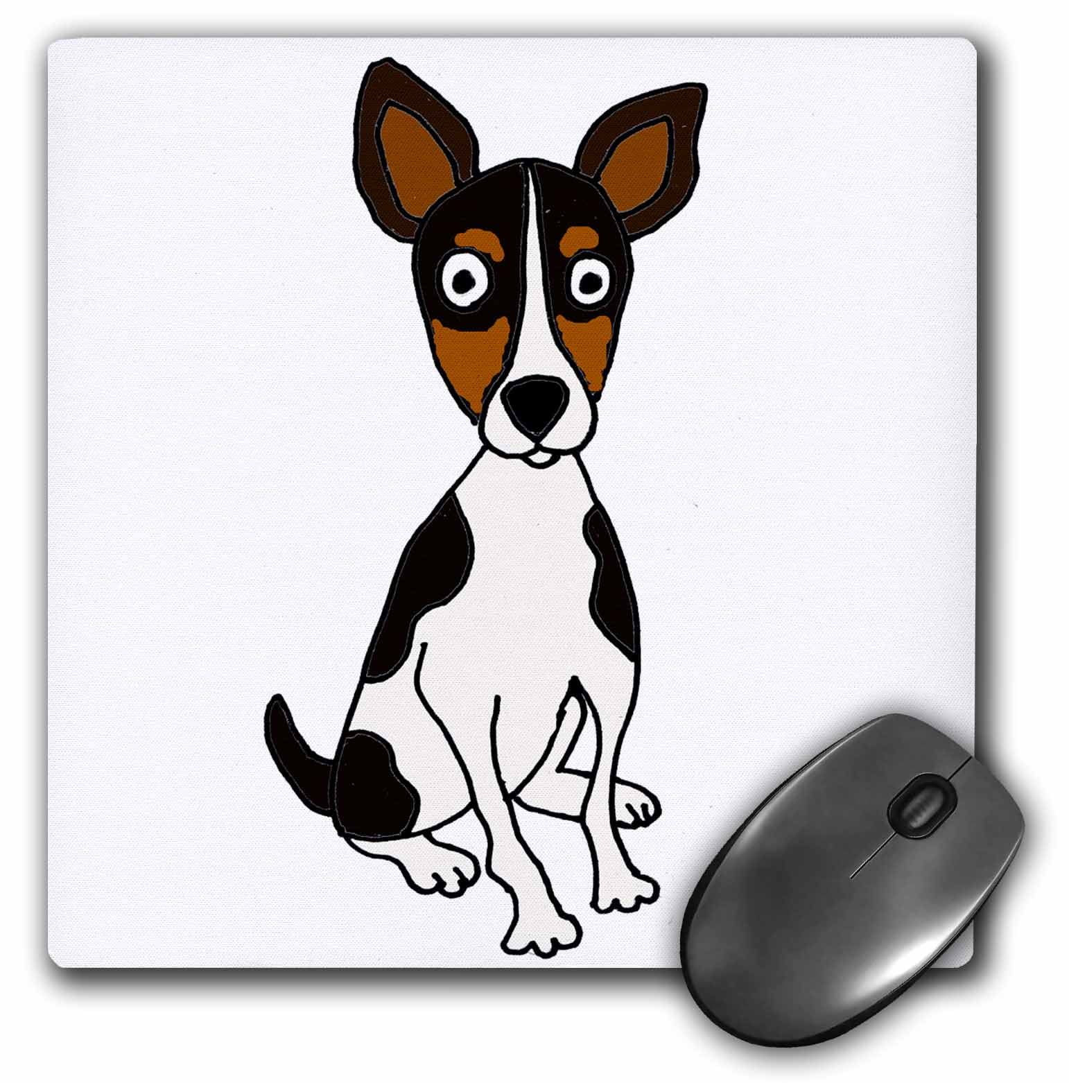 3dRose Funny Cute Rat Terrier Puppy Dog Cartoon Art - Mouse Pad, 8 by 8-inch 3dRose Funny Cute Rat Terrier Puppy Dog Cartoon Art - Mouse Pad, 8 by 8-inch