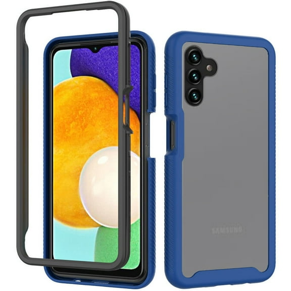 For Samsung Galaxy A13 5G Clear Dual Layer Rugged Bumper Frame Heavy Duty Hybrid Shockproof Rubber TPU Full Body Defender Cover ,Xpm Phone Case [Blue]