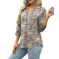 thumbnail image 5 of Ronuti Womens T-shirts 3/4 Sleeve Henley Tops for Women Ladies Premium Printed T-shirt Solid color Tops, 5 of 9