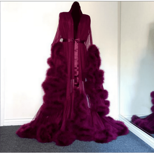 Mialoley Robe Kimono en Peluche à Manches Longues pour Femmes, Robe Extra Longue Transparente