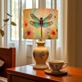 thumbnail image 6 of Linen Drum Lampshades Colorful Dragonfly Vibrant Wings Surrounded by Abstract Flowers 13"x13"x10" Light Shade for Table Lamps Floor Lamp Shades Lampshade Replacement Assembly Required, 6 of 8