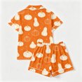 thumbnail image 7 of JIAYUE Women Pajama 2-Piece Set Notch Collar Halloween Print Short Sleeve Shirt and Shorts Pjs for Fall Themed Party, 7 of 7