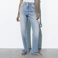 thumbnail image 2 of UYISJ Women's Juniors High Rise Extra Wide Straight Leg Jeans Casual Full Length Trousers, 2 of 8