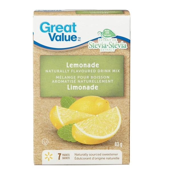 Great Value Lemonade Naturally Flavoured Drink Mix, 63 g, 7 Packets