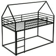 thumbnail image 4 of Harper & Bright Designs Twin Over Twin House Bunk Bed with Built-in Ladder, Metal Low Bunk Bed for Bedroom, Black, 4 of 13